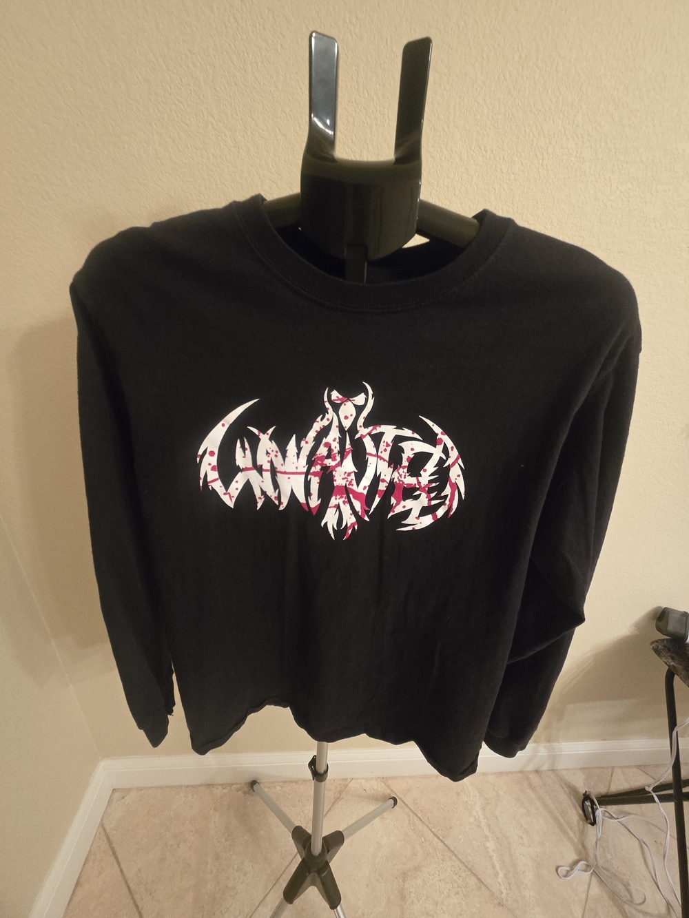 Unwanted Black Long-Sleeve Tee with White & Red Graphic